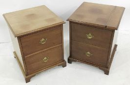 Mahogany two-drawer bedside chest on bracket feet and a similar wine cellarette with modern mahogany