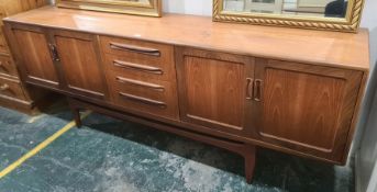 20th century G-Plan Fresco teak sideboard with four central drawers flanked by pair of cupboard