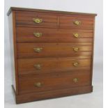 Early 20th century chest of two short over four long drawers with fluted decoration, plinth base,