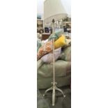 Pair of cream painted metal standard lamps with pleated shades (2)