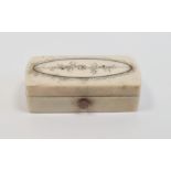 Georgian gold pique work inlaid ivory vinaigrette, rounded rectangular with floral spray