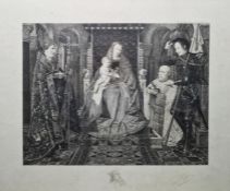 After Jan van Eyck Eugene Gaujean (1850-1900) Etching "From the Altar of the Canon van de Paelen",