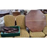 20th century mahogany octagonal centre table on brown china castors (some assembly required)