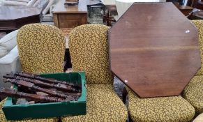 20th century mahogany octagonal centre table on brown china castors (some assembly required)