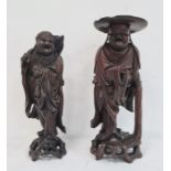 Two Chinese wooden carved boxwood figures, 37cm and 34cm (2)