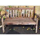 Wood slatted bench, 120cm wide x 85cm high