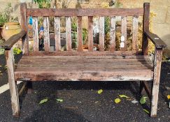 Wood slatted bench, 120cm wide x 85cm high