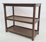 20th century three-tier buffet table, the rectangular top with moulded edge, two tiers under, on