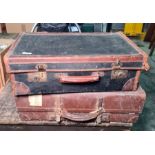 Vintage travelling case bearing several labels to include London, Van Hoek, Van Holland and Harwich,