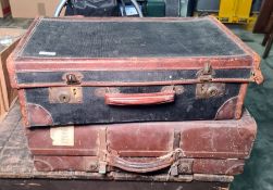 Vintage travelling case bearing several labels to include London, Van Hoek, Van Holland and Harwich,