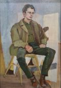 D Moira Wyatt (20th century school - Camberwell School of Art)  Oil on board "Contemplation",