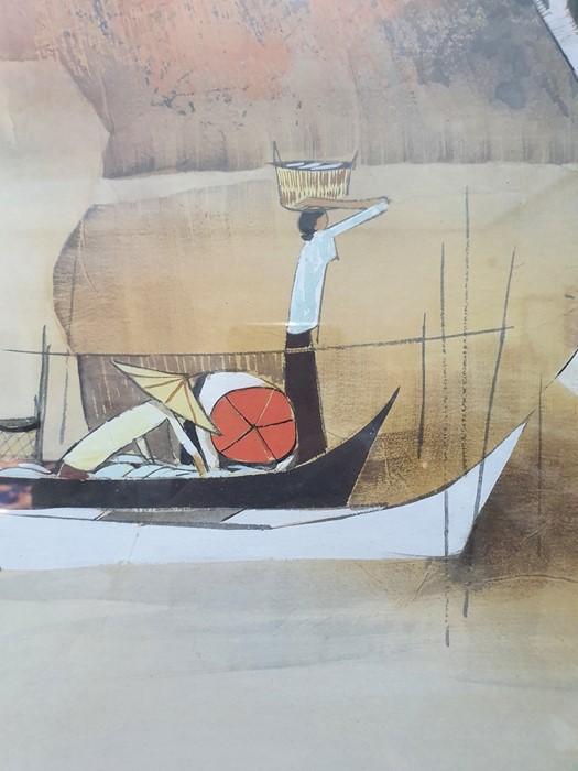 Bak Koi Tay(1939-2005) Watercolour on rice paper Malay figures in boat beneath trees, signed with - Image 13 of 13