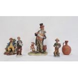 Collection of four various Capodimonte-style unglazed pottery figures to include a Portuguese