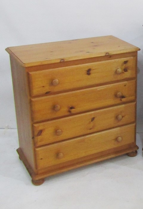 20th century pine chest of four long drawers, 80cm x 84.5cm