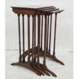 20th century mahogany nest of four tables, on turned supports, stretchered bases