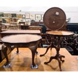Reproduction wine table, a tilt-top occasional table and a piecrust top coffee table (3)