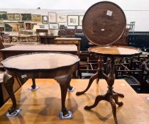 Reproduction wine table, a tilt-top occasional table and a piecrust top coffee table (3)