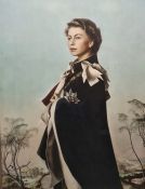 After Annigoni  Colour print Queen Elizabeth, portrait study, 75 x 113 cm  From family of Sir