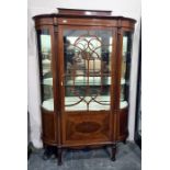 Late 19th/early 20th century mahogany display cabinet, satinwood strung, single astragal glazed
