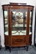 Late 19th/early 20th century mahogany display cabinet, satinwood strung, single astragal glazed