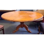 20th century pine circular breakfast table, 140cm diameter