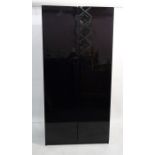 Modern two-door wardrobe in black polished mirror finish , 100cm x 208cm