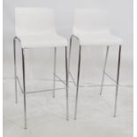 Pair of white plastic and chrome bar stools (2)