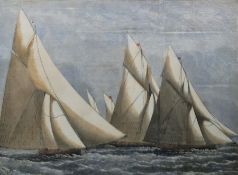 Three colour prints  "The Royal Thames Yacht Club Schooner Match, Rounding the Mouse Light Ship"