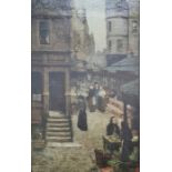 19th century school Oil on canvas Market street scene, signed lower left 'Mittle'(?) and dated 1881,