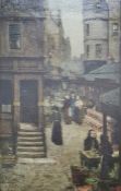 19th century school Oil on canvas Market street scene, signed lower left 'Mittle'(?) and dated 1881,