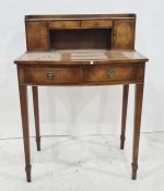 20th century mahogany bonheur de jour with three-quarter gallery top above the superstructure, two