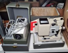 Eumig automatic reel to reel P8 in fitted box with instructions and a Rank Moth slide projector (2)