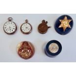 Three acrylic paperweights, each set with a medals; one 1939-45 medal, one 1939-45 star and 1914-