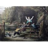 After W Collins Colour prints  C Cousen Engraver, The Woodland Gate and The Prawn Fishers, both