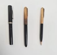 Parker fountain pen and matching propelling pencil with gold plated mounts and Sheaffer fountain pen