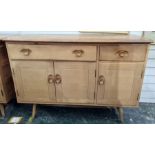 20th century Lucian Ercolani Ercol model 351 sideboard, the elm top above beech body, with