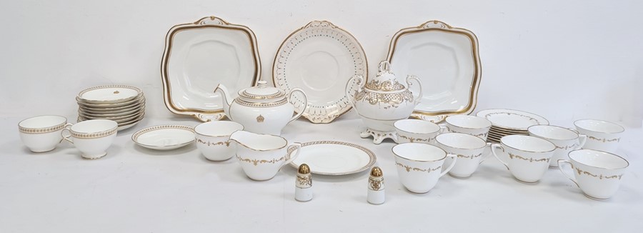 Royal Worcester part tea service with gilt border on white glazed ground and a Minton part tea