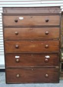 20th century mahogany chest of five long drawers (once part of a compactum wardrobe) , 109cm x 137cm