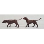 Pair of bronze foxhounds, unattributed, 8cm high (2)