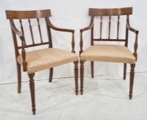 Pair of modern satinwood carver chairs with upholstered seats (2)