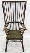 Late 19th/early 20th century spindleback country chair with upholstered seat, turned supports,