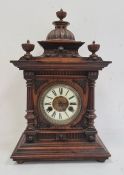 19th century German mantel clock labelled to reverse 'Made in Wurttemberg', 14-day strike, key,
