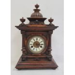 19th century German mantel clock labelled to reverse 'Made in Wurttemberg', 14-day strike, key,