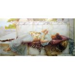 Colour Print After John William Godward The Betrothed framed, 33 x 64 cms