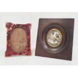Antique faux-tortoiseshell small photograph frame and a reproduction miniature Watteauesque