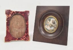 Antique faux-tortoiseshell small photograph frame and a reproduction miniature Watteauesque