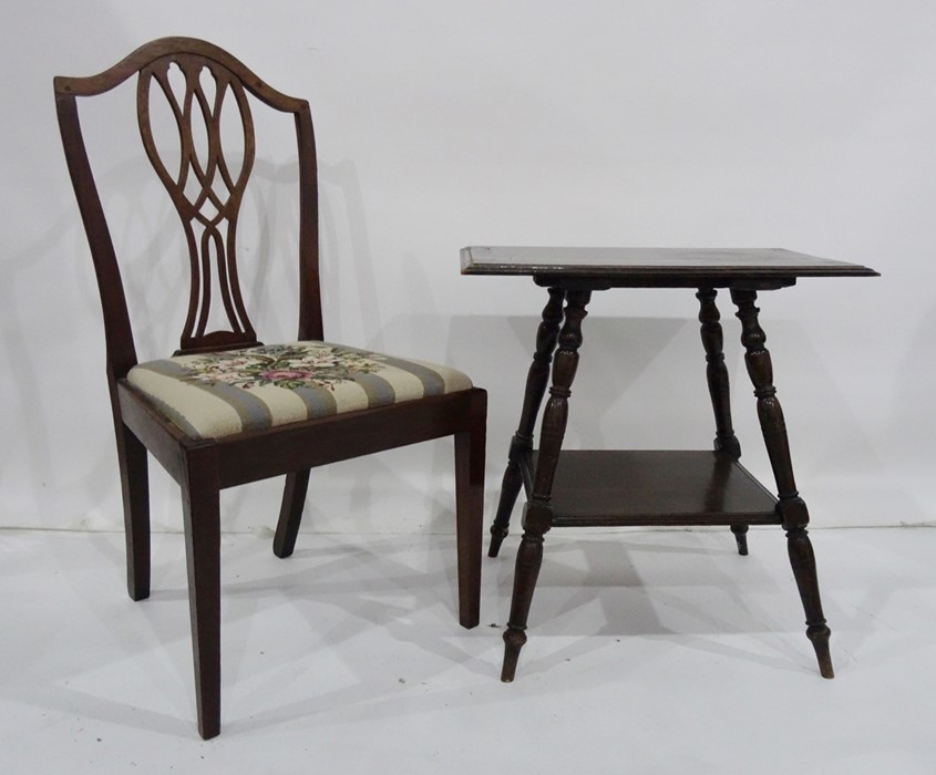 Rectangular two-tier side table and a mahogany Georgian single chair (2)