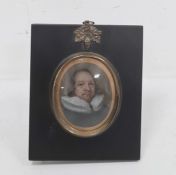 Dutch school (circa 1690/1720) Oval portrait miniature on ivory  Head and shoulders portrait of a