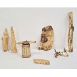 Small collection of antique carved ivory in varying condition