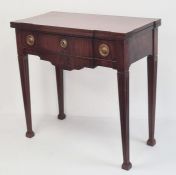 19th century mahogany tea table, the rectangular top with rectangular notch cut to the sides above